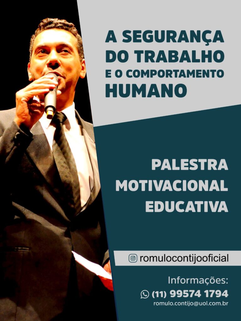 Cartaz da Palestra A Segurança do Trabalho e o Comportamento Humano por Rômulo Contijo