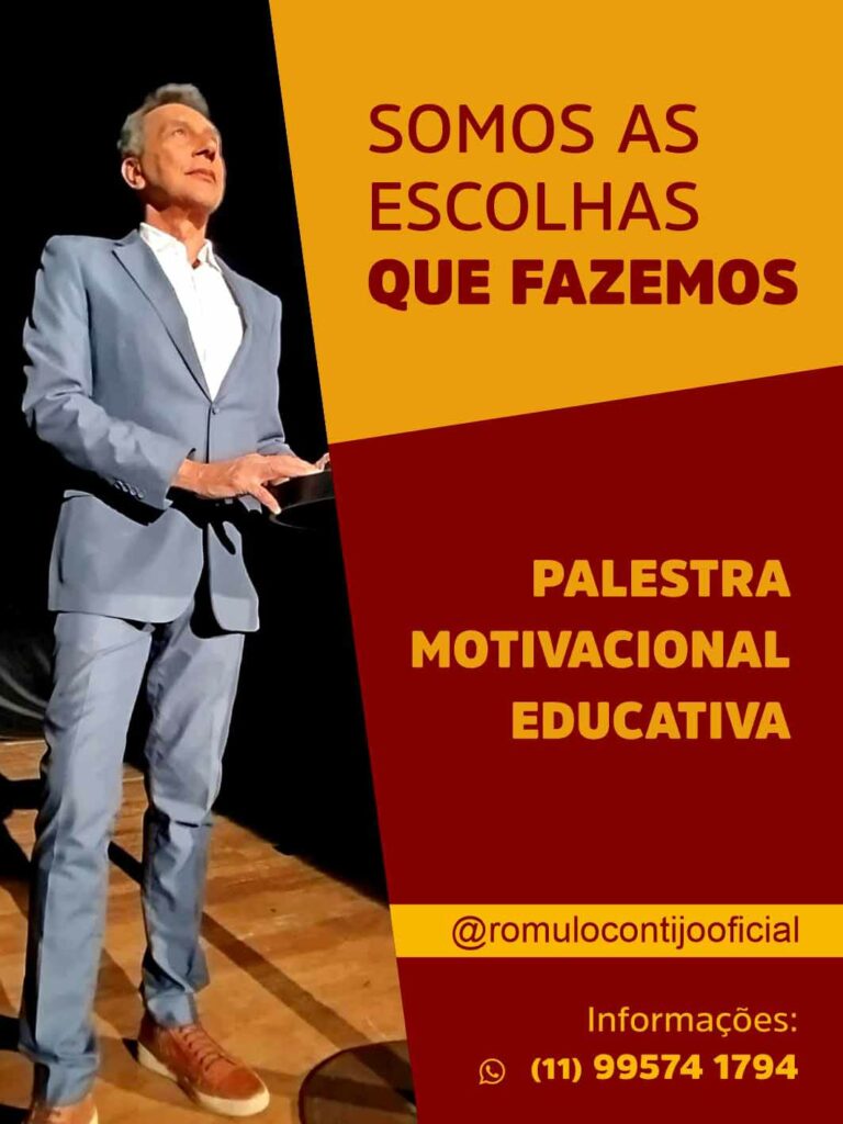 Cartaz da Palestra Somos as Escolhas que Fazemos por Rômulo Contijo